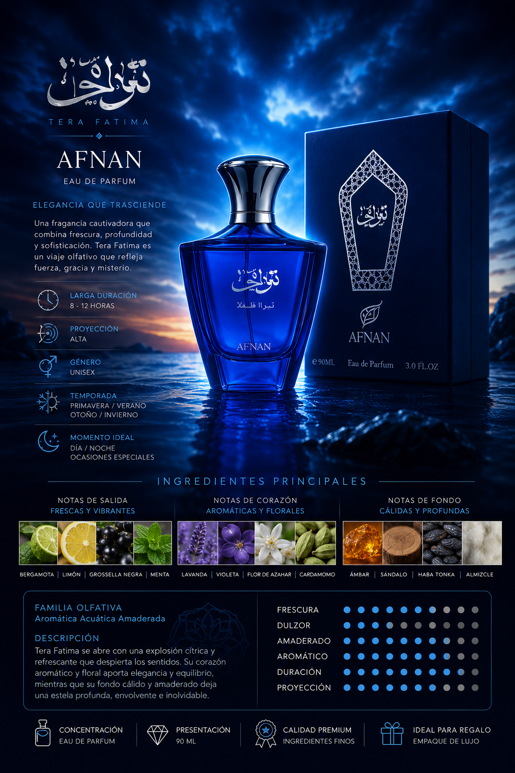 Afnan Turathi Blue. Eau De Parfum. (90ml) (3.0oz)